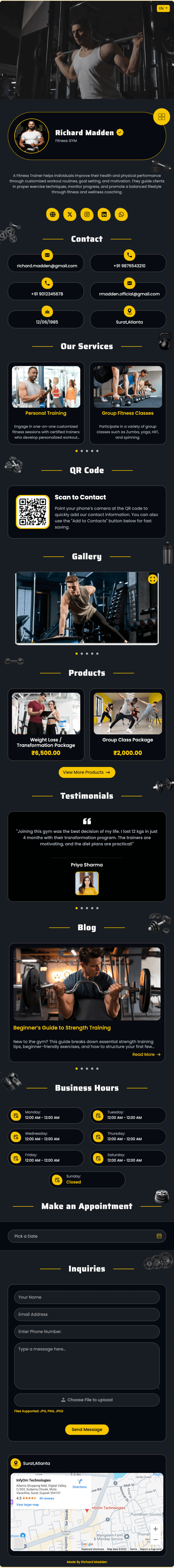Fitness digital profile template