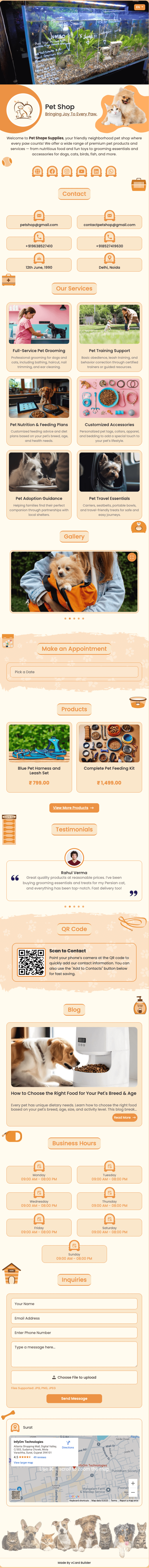 Pet Shop digital profile template