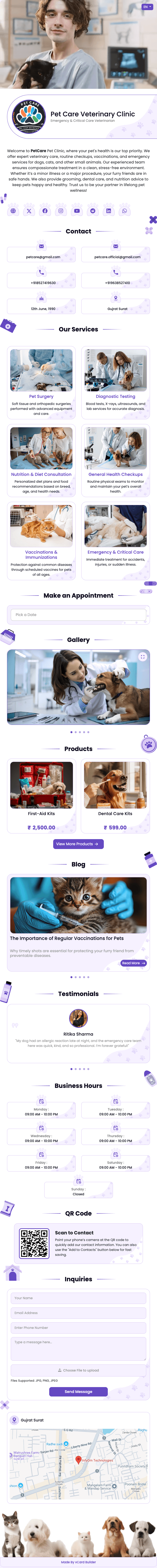Pet Clinic digital profile template
