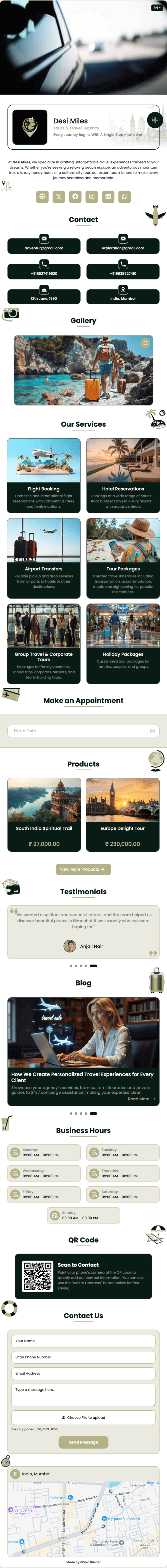 Travel digital profile template