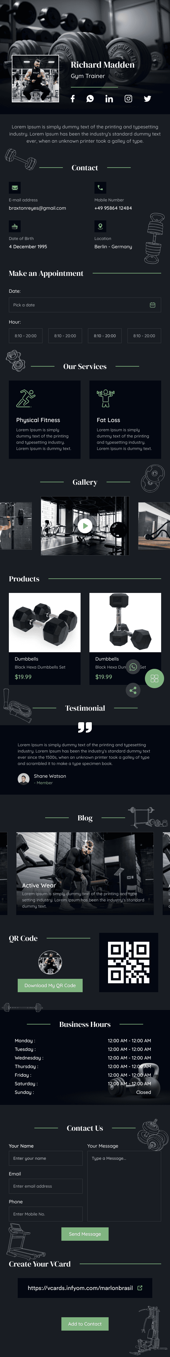 Fitness Classic digital profile template