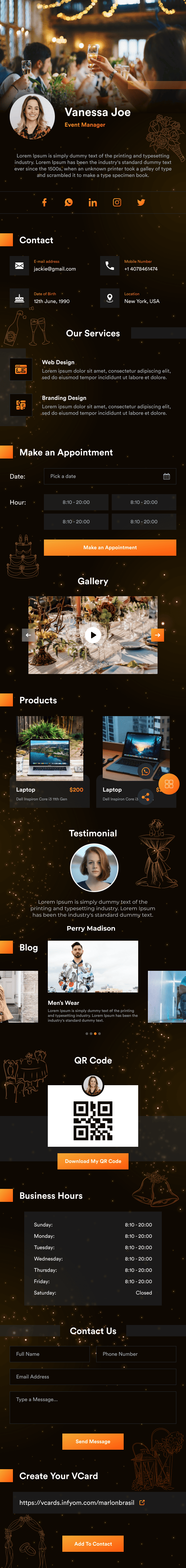 Event Management Classic digital profile template