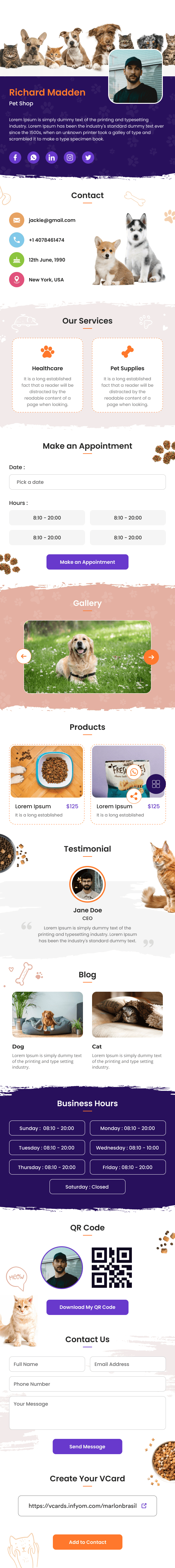 Pet Shop Classic digital profile template