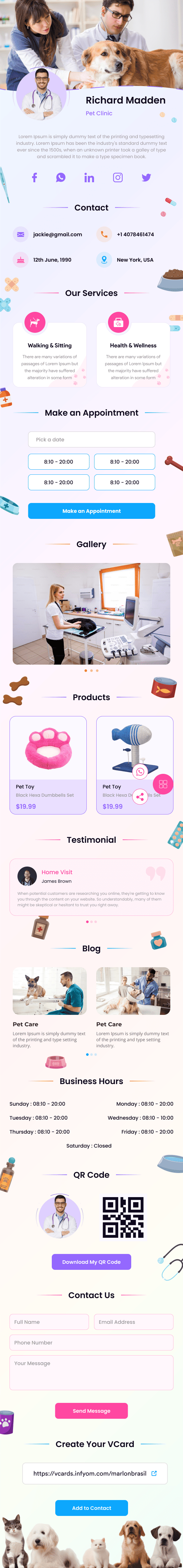 Pet Clinic Classic digital profile template