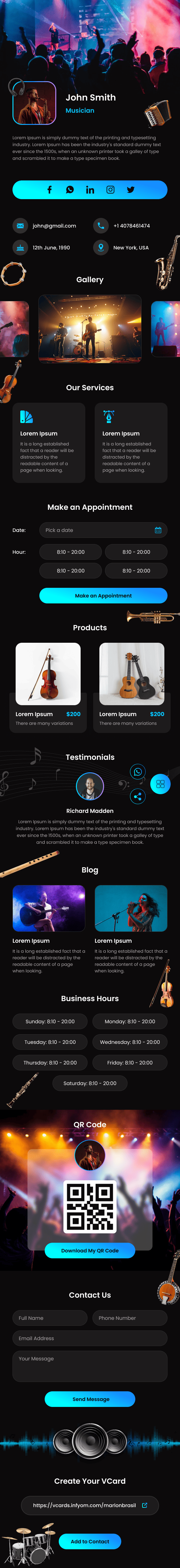Music Professional Classic digital profile template