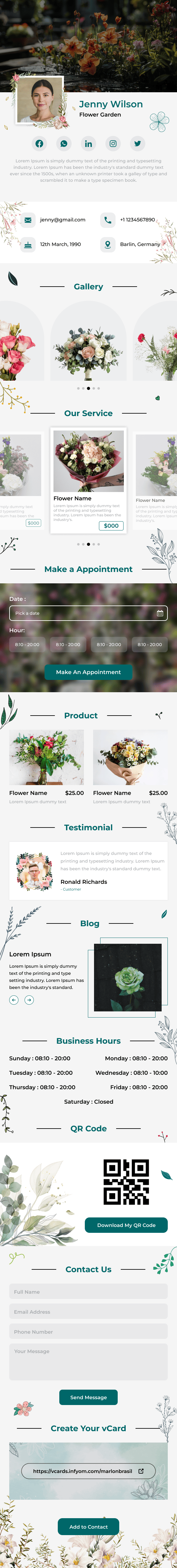 Floral Design Classic digital profile template