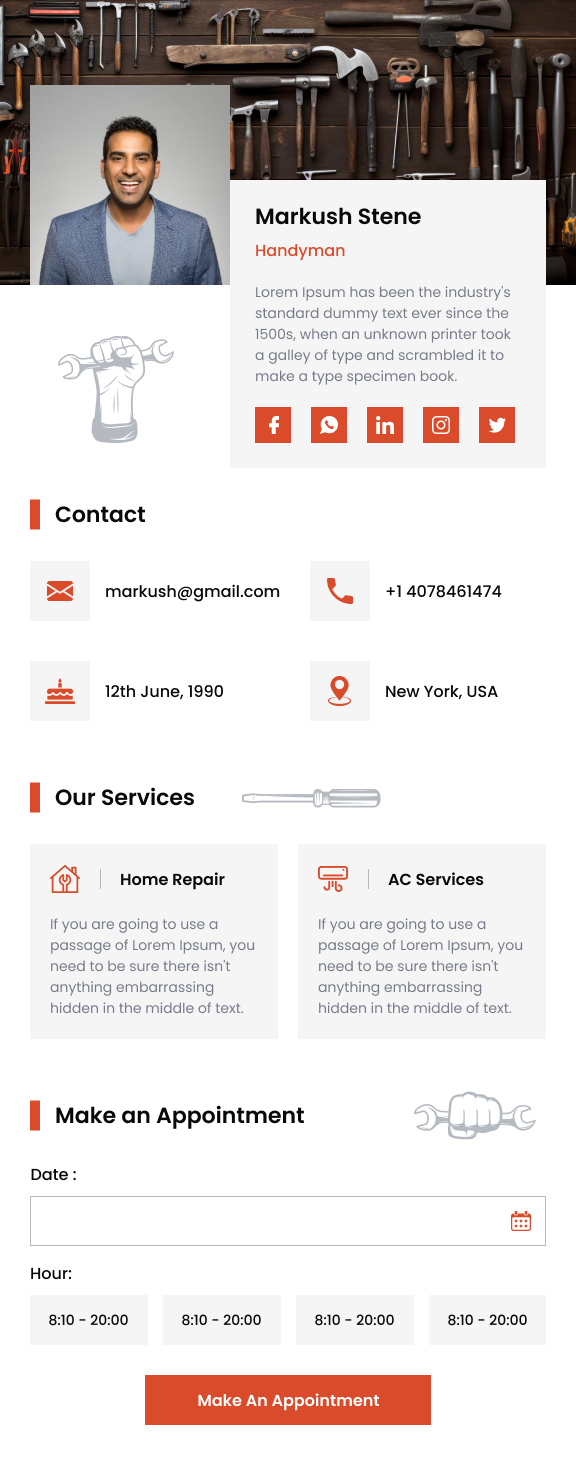 Featured digital profile template