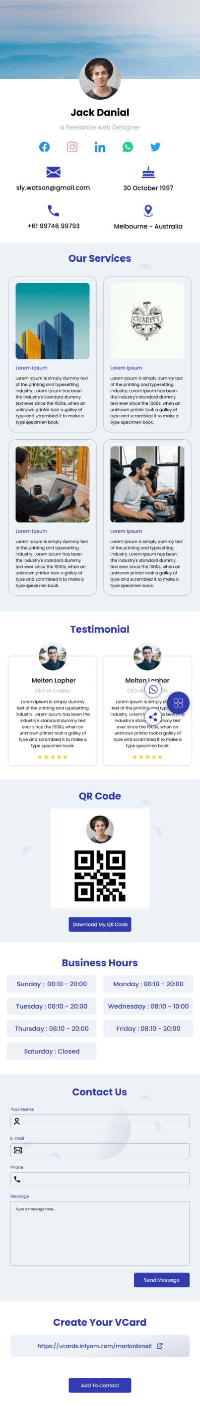 Simple Contact digital profile template