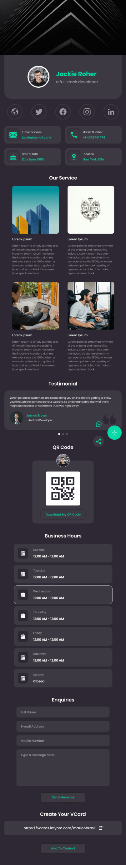 Pro Network digital profile template