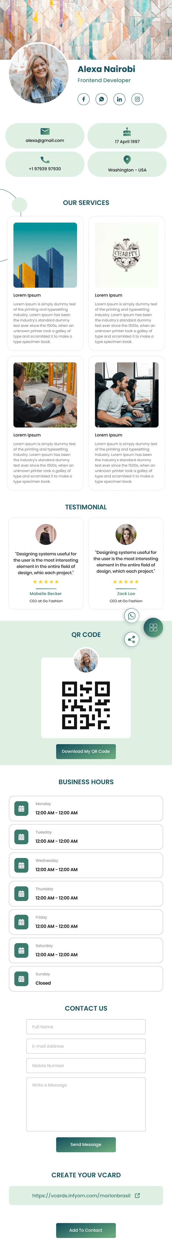 Professional digital profile template