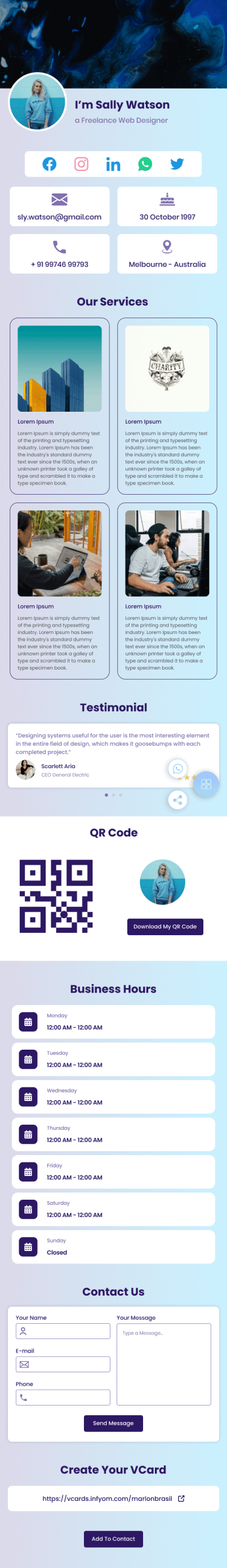Corporate Connect digital profile template